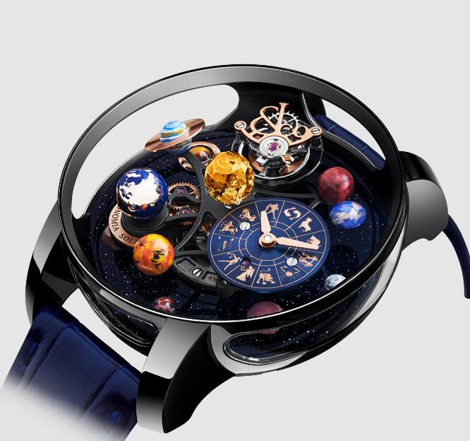 Review Jacob & Co ASTRONOMIA SOLAR JEWELRY PLANETS ZODIAC BLACK DLC TITANIUM AS310.21.SP.AA.A Replica watch